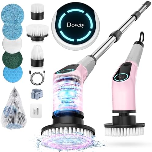 Dovety Electric Spin Scrubber with 8 Brush Heads and Extension Handle
