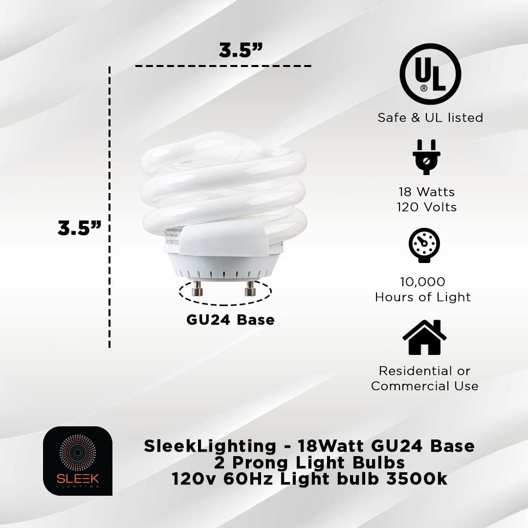SLEEKLIGHTING 18Watt T2 Spiral CFL Bulbs 4 Pack