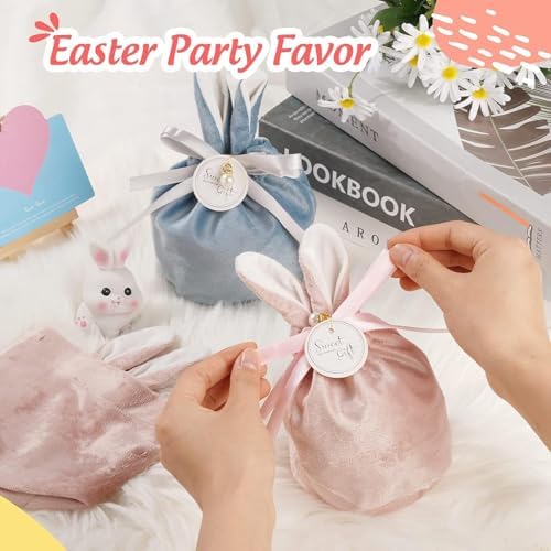 Easter Bunny Gift Velvet Bags with Drawstrings
