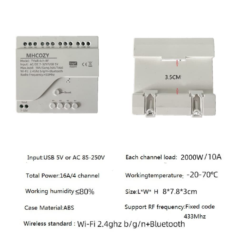 MHCOZY 4 Channel Smart WiFi Relay Switch Module