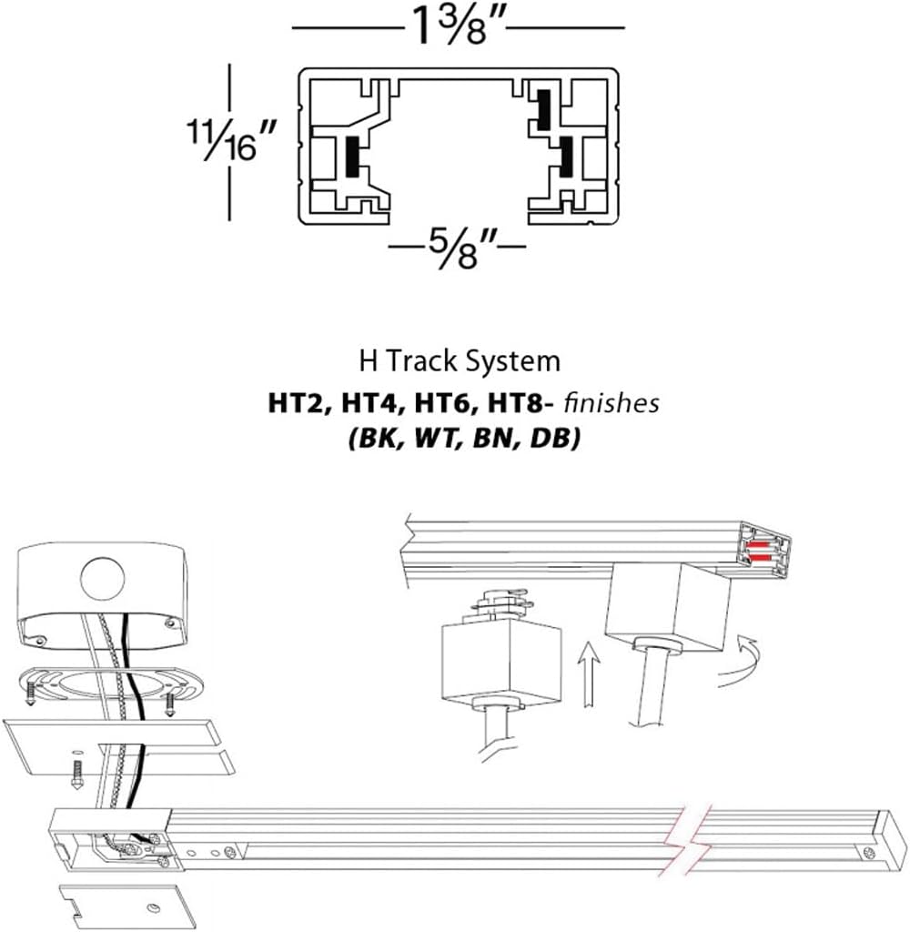 WAC Lighting 8FT H Track Single Circuit Field Cuttable Black