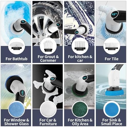 YKYI Electric Spin Scrubber with 8 Brush Heads and 3 Speeds