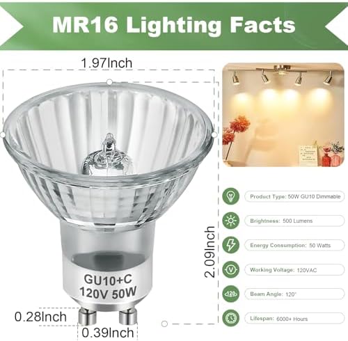 SerBion GU10 50W Halogen Bulbs Warm White 2700K Pack of 6