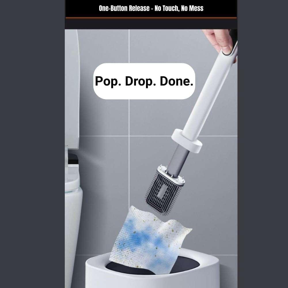 CBUCKS Toilet Brush with Silicone Head and Wet Wipe Holder