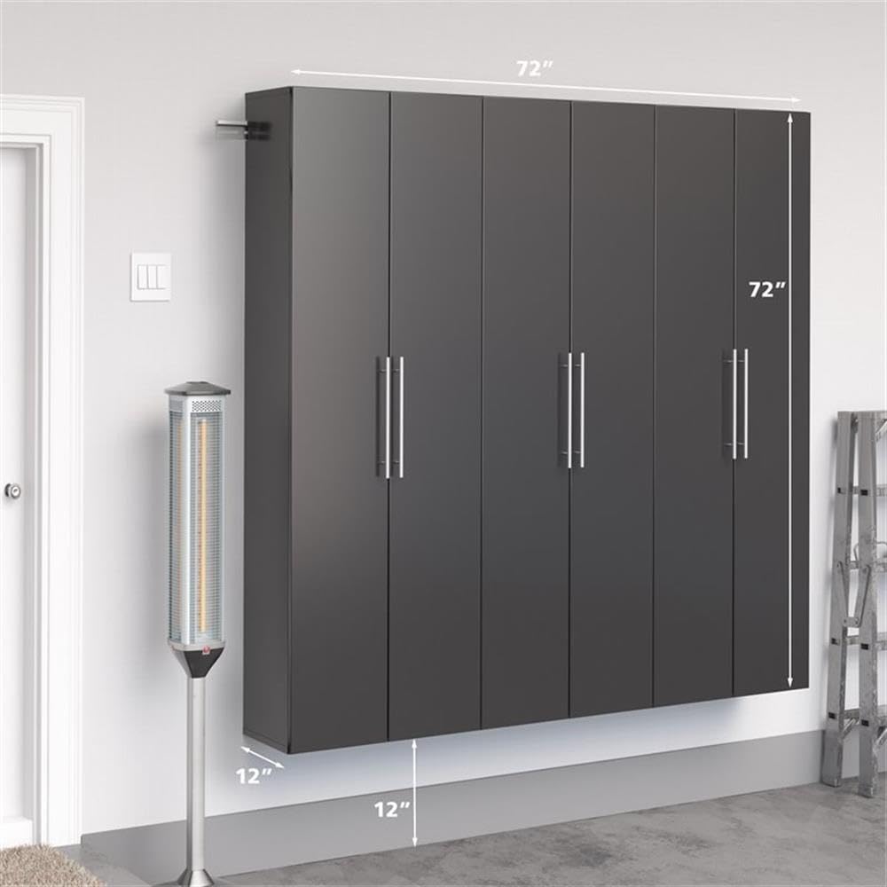 Prepac 3-Piece 72 Garage Cabinet Set Black