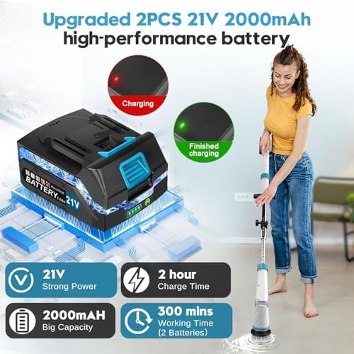 Fimilo 1500RPM Electric Spin Scrubber with 8 Brush Heads and 2 Batteries 1