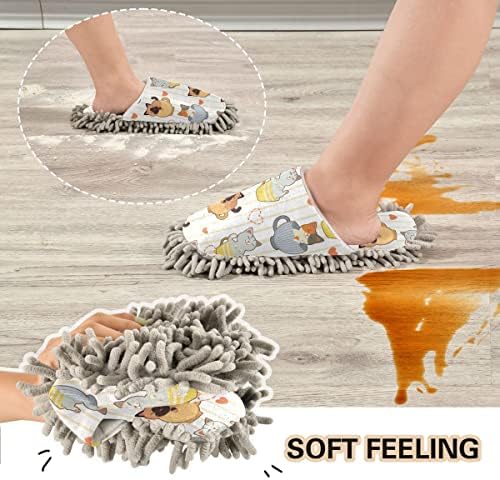 DOMIKING Mop Slippers for Floor Cleaning Washable Comfortable Women Men