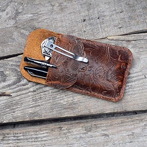 JJNUSA Leather EDC Pocket Slip - Knife Sleeve Pen Holder