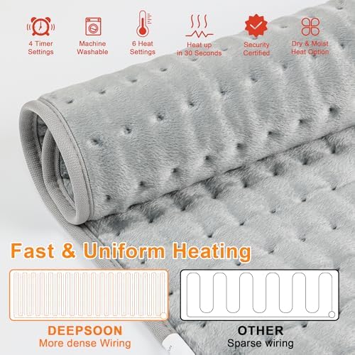 Deepsoon Heating Pad with 6 Temperature Settings