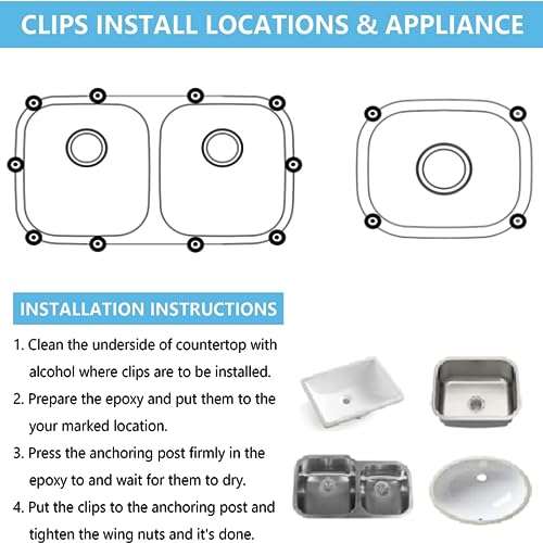 Enhon 12 Pack Sink Clips Kit - Silver 1