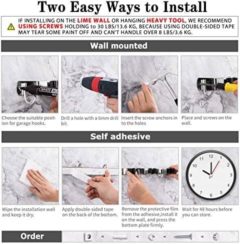 AceMining 5 Racks 4 Hooks Wall Mop Broom Holder