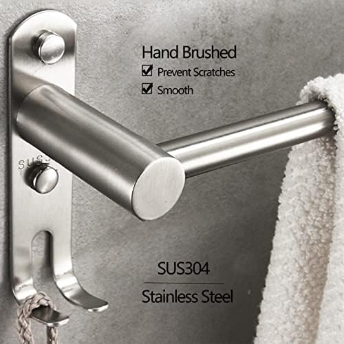 Stainless Steel Towel Rail with 2 Hooks for Bathroom and Kitchen
