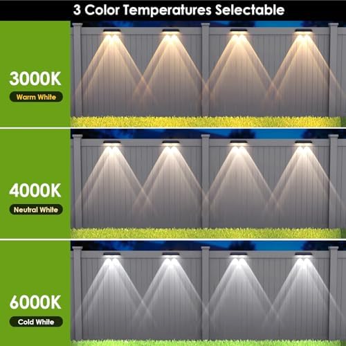 LIANGLOME Solar Fence Lights 8 Pack - 3 Modes IP65 Waterproof