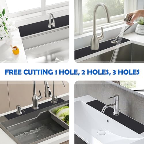 OIEKUN 2 Pcs DIY 3 Hole Sink Splash Guard