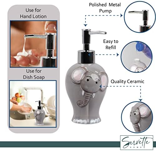Elephant Soap Dispenser with Pump - Grey Ceramic