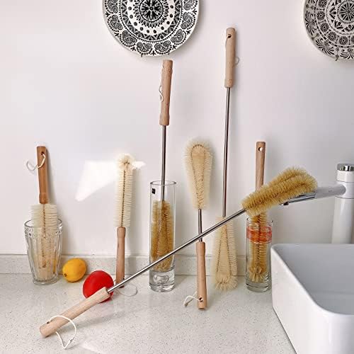 24 Inch Long Handled Brush Set with Nylon Bristle Heads