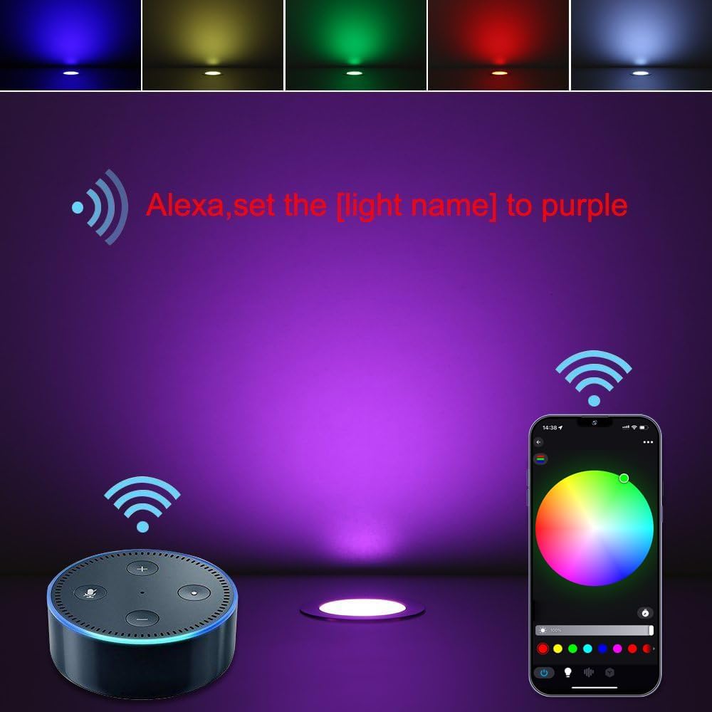 Smart LED Deck Light Kit 10-Pack IP67 Waterproof RGB