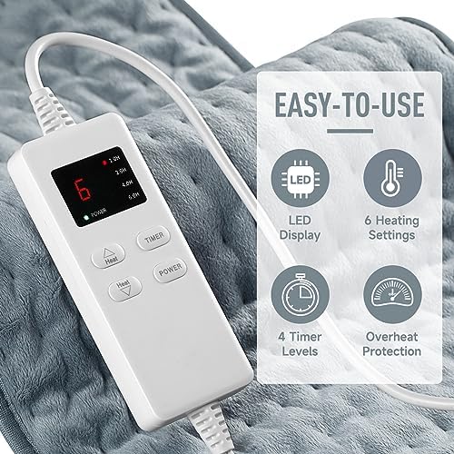 KOT Heating Pad - 6 Heat Settings Auto Shut Off 12x24 Inch