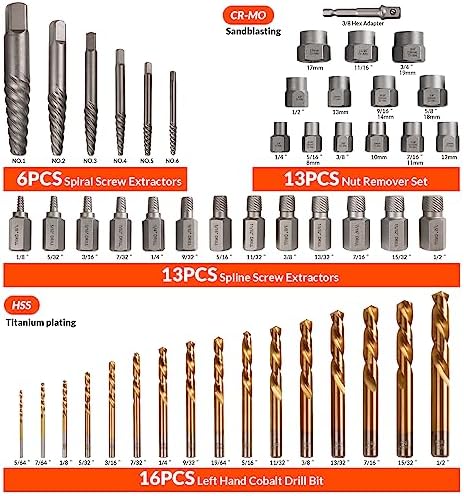 Coobeast 49Pcs Bolt Extractor Set with Left Hand Drill Bit