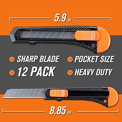 REXBETI 12-Pack Retractable Utility Knife
