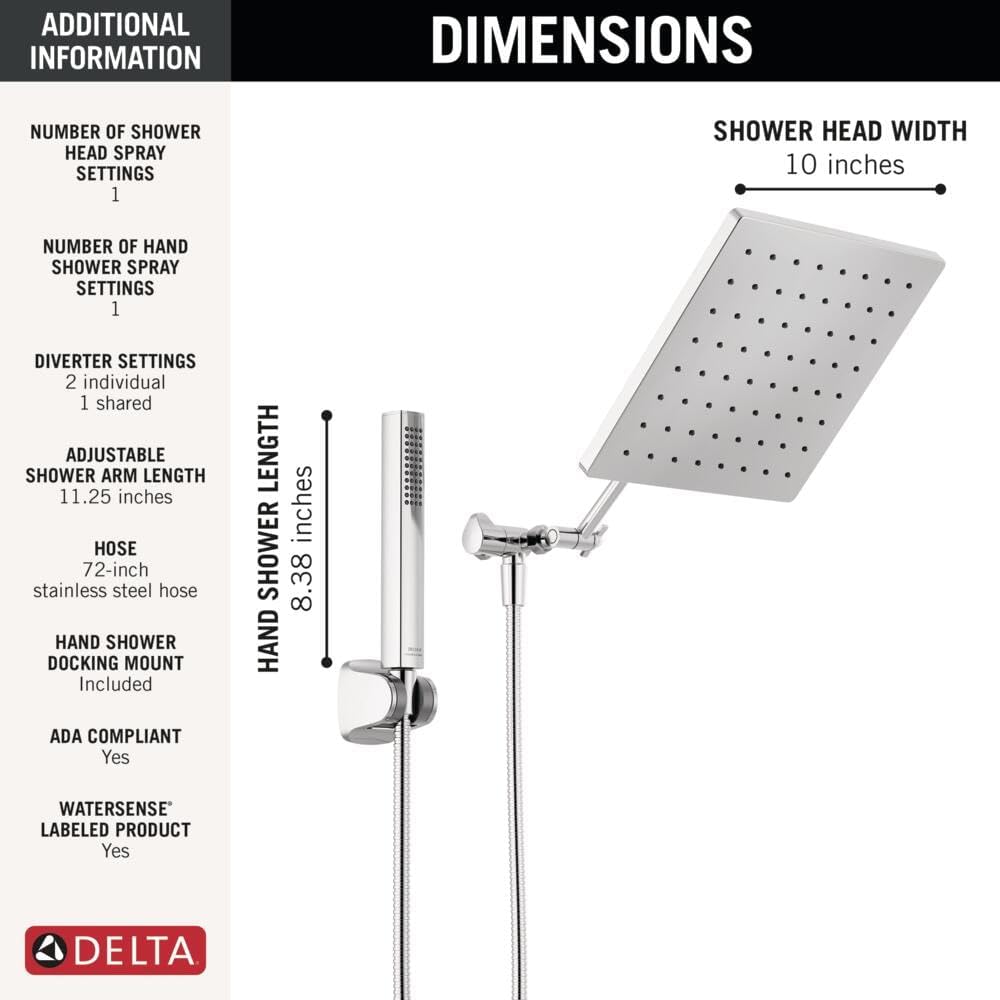 Delta 10-Inch Raincan Hand Held Shower Combo - Chrome