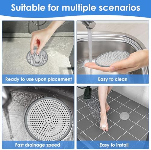 4Pcs Stainless Steel Hair Catcher for Sink and Bathtub