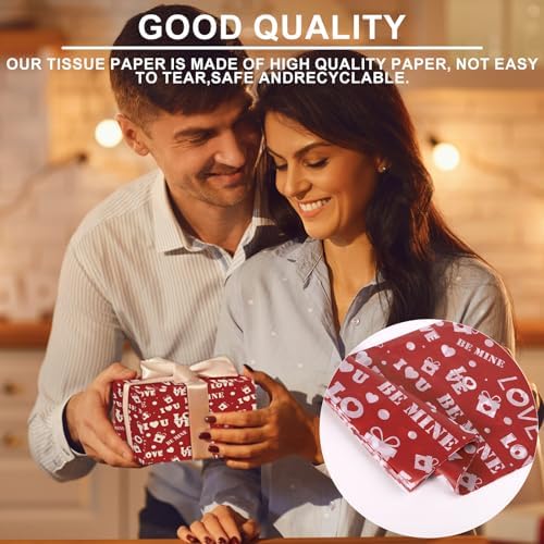 BOXOB 100 Sheets Valentine Tissue Paper 6 Designs 177x138 Inch