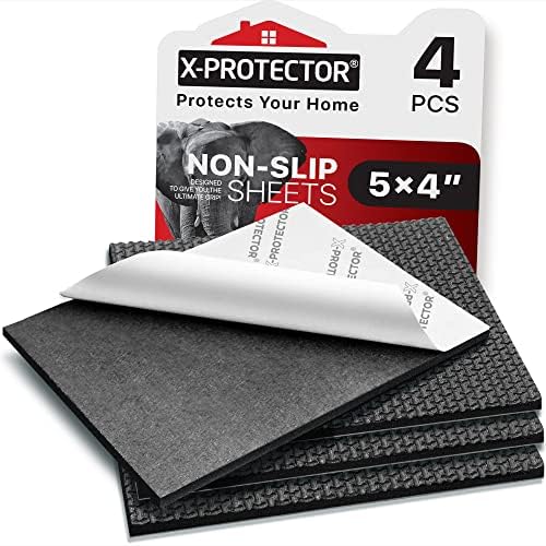 X-Protector Rubber Sheet Pads - 4PCS Non Slip Black Anti Skid