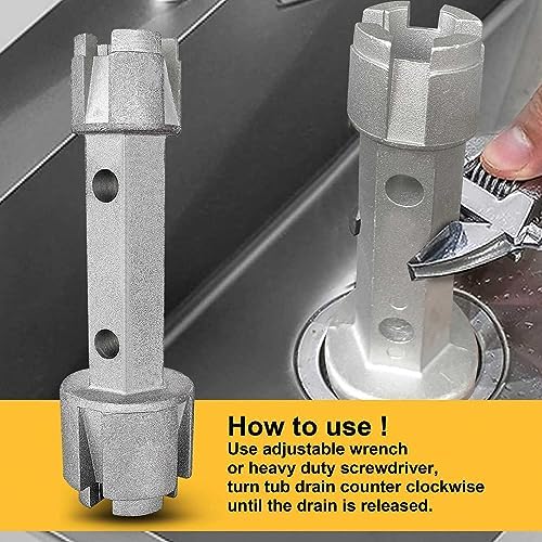 Hanpex Tub Drain Remover Wrench - Dual Ended Heavy Duty Aluminum 1