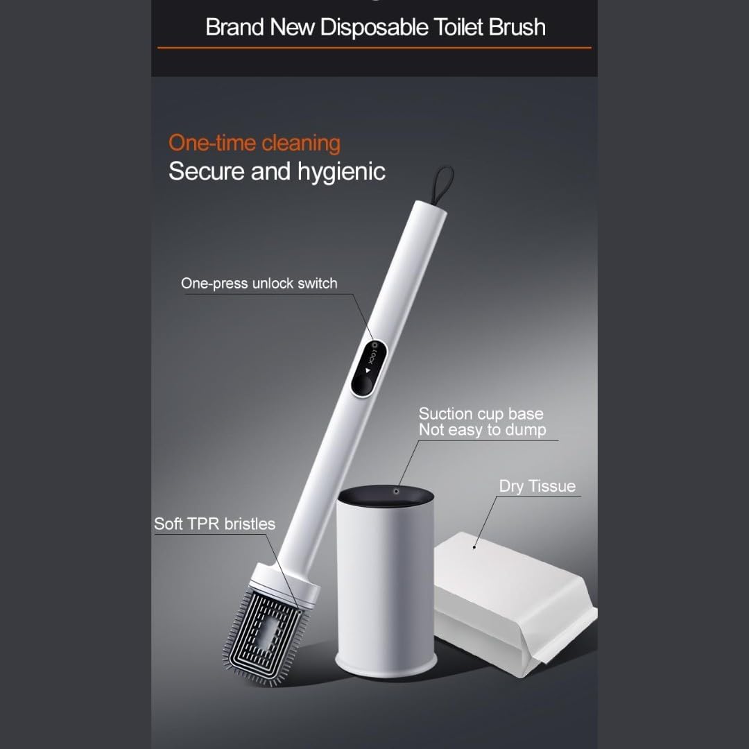 CBUCKS Toilet Brush with Silicone Head and Wet Wipe Holder