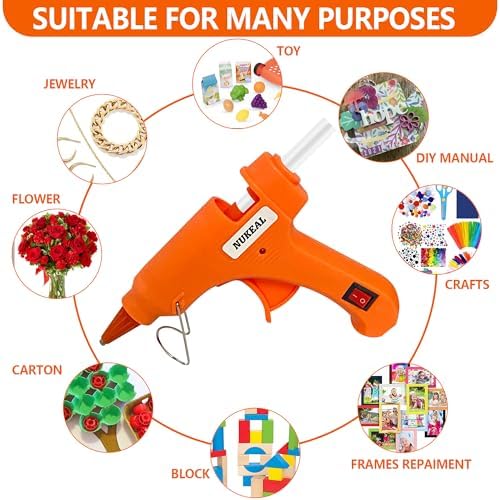 NUKEAL Mini Glue Gun with Case and 24 Sticks 20 Watts Orange