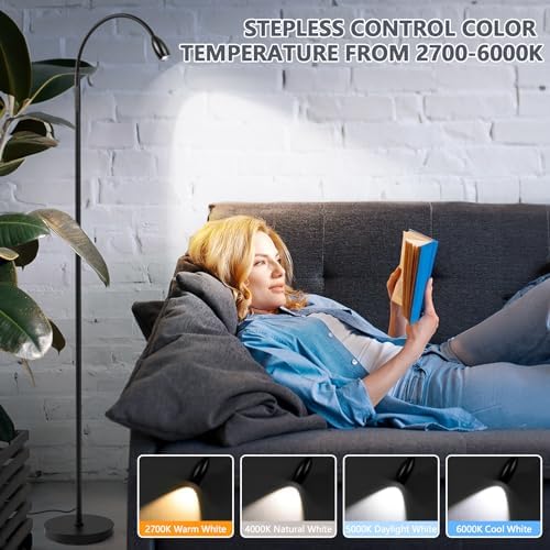 AUZONIMICS Reading Floor Lamp with Dimmable LED and Gooseneck