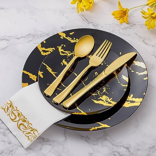 Goodluck 500PCS Gold Plastic Cutlery Set