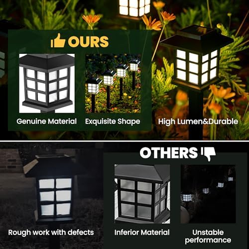 GIGALUMI 12 Pack Solar Path Lights Outdoor
