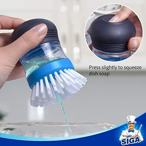 MRSIGA Palm Brush with Soap Dispenser and Holder 1 Set
