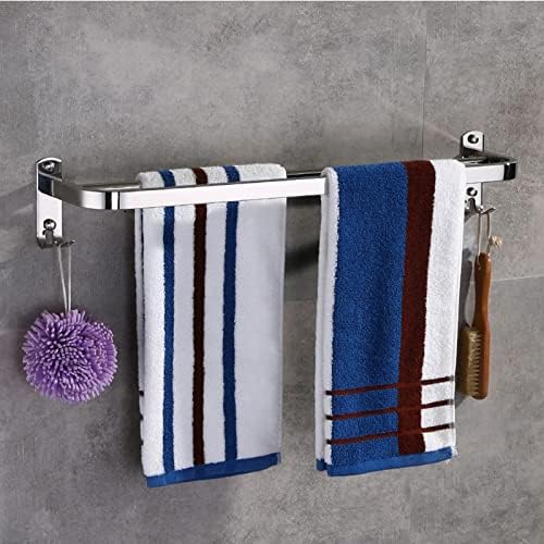 Stainless Steel Double Towel Rail with Hooks for Bathroom and Kitchen