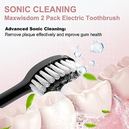 MAXWISDOM Sonic Kids Toothbrush 2 Pack with 10 Heads and Holder
