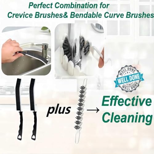 POPGIO 3 Pcs Crevice Flexible Cleaning Brush Set