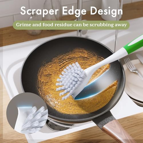 Amazer Dish Brush with Handle 2 Pack Kitchen Scrub Brushes