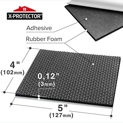X-Protector Rubber Sheet Pads - 4PCS Non Slip Black Anti Skid
