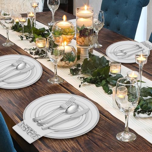 Goodluck 300PCS Silver Plastic Cutlery Set 1