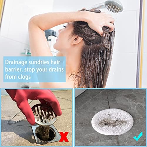 2 Pack Drain Hair Catcher with Suction Cups for Shower and Sink