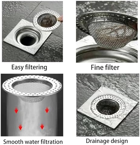 4Every Bathtub Hair Catcher 4PCS Stainless Steel Drain Protector