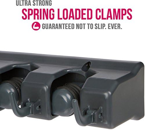 Berry Ave Broom Holder Wall Mount Organizer - 5 Slots 6 Hooks Black