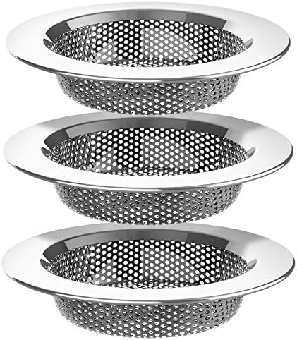 MRSIGA Pack of 3 Sink Strainers Stainless Steel 44 Inch Diameter