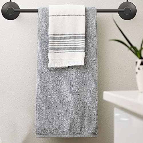 DGYB Suction Cup Towel Bar 17 Inch Matte Black Stainless Steel Bathroom Holder