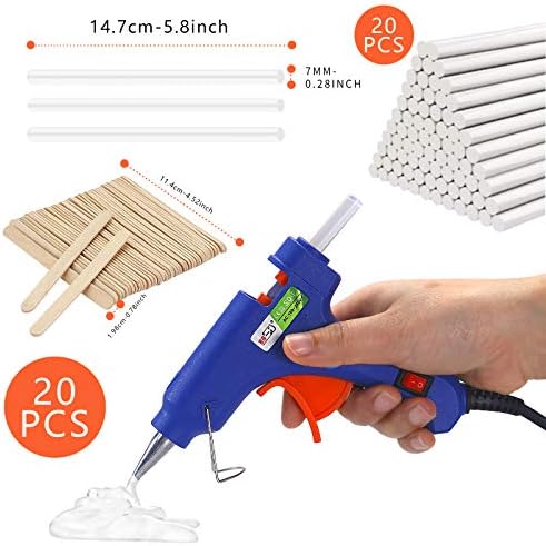 Glamgen Hot Glue Gun Mini with 20 Sticks and 20 Wood Sticks