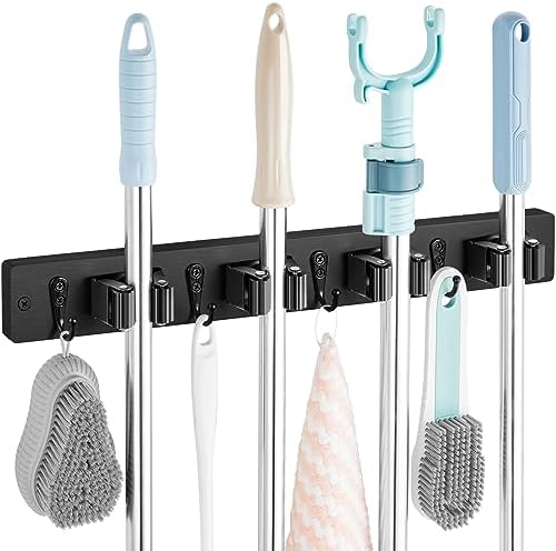 OUTNILI Black Broom Mop Holder Wall Mount 1