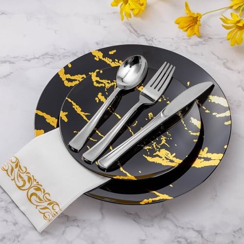 Goodluck 300PCS Silver Plastic Cutlery Set 1