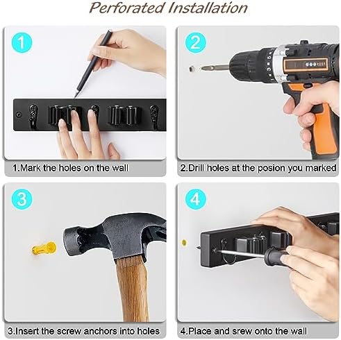 OUTNILI Black Broom Mop Holder Wall Mount 1